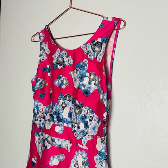 DIANE VON FURSTENBERG Pink Floral Sleeveless Crewneck Topanga Mini Dress Size 4 - Picture 6 of 12